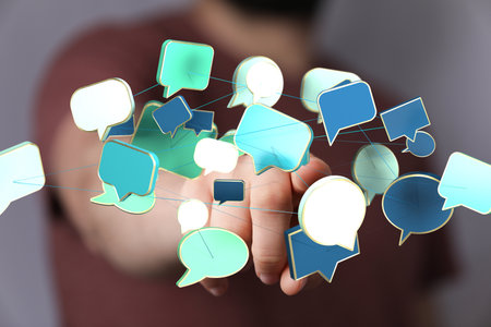 Global Communication Network: Connecting People Through Digital Dialogueの写真素材