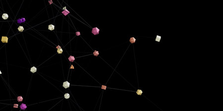 Abstract Network Connection: Colorful Cubes and Linesの写真素材