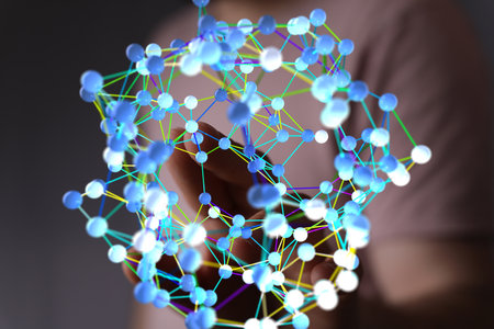 Abstract Network Connection: Global Data Flow Visualizationの写真素材