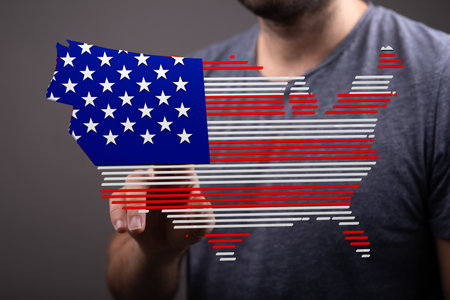 USA Flag Map: Digital America Conceptの写真素材
