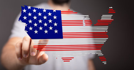 USA Flag Map: Digital Representation of American Patriotismの写真素材