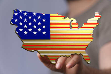 USA Map: American Flag Design, Patriotism Conceptの写真素材