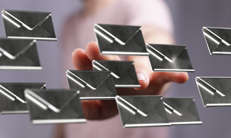 Managing Multiple Emails: Digital Inbox Overflowの写真素材