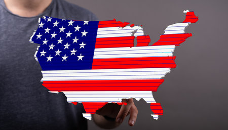 American Flag Map: USA Patriotism Conceptの写真素材