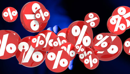 Red Percentage Symbols Floating Background