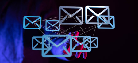 Global Email Network: Connected Communicationの写真素材