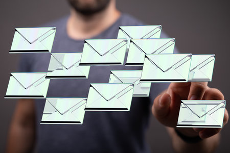 Managing Multiple Emails: A Digital Inbox Overflowの写真素材