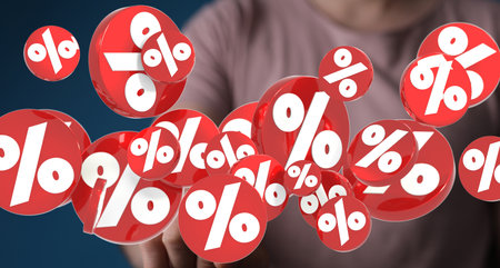 Red Percentage Symbols Floating in Air: Discount Sale Conceptの写真素材