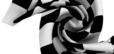 Abstract Black and White Checkered Fabric Swirlの写真素材
