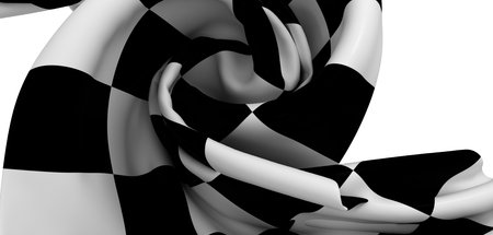 Abstract Black and White Checkered Flag Swirlの写真素材