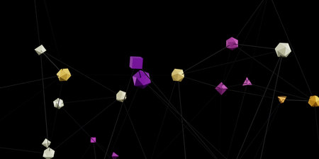Abstract Network Connection Polygons Backgroundの写真素材
