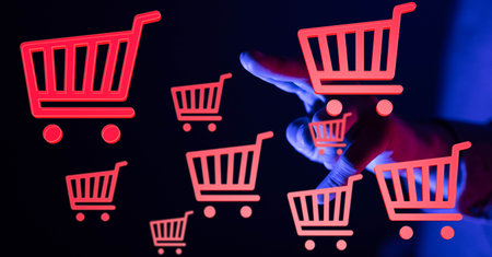 Online Shopping: E-commerce and Digital Cartの写真素材