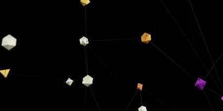 Abstract Network Connection with Colorful Geometric Shapes