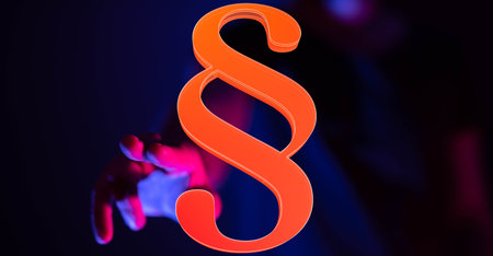 Neon Paragraph Symbol: Law, Legal, and Justice Conceptの写真素材