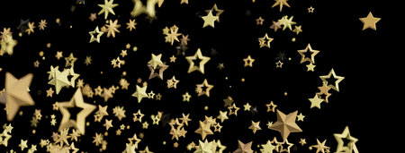 Golden Stars Falling on Black Background