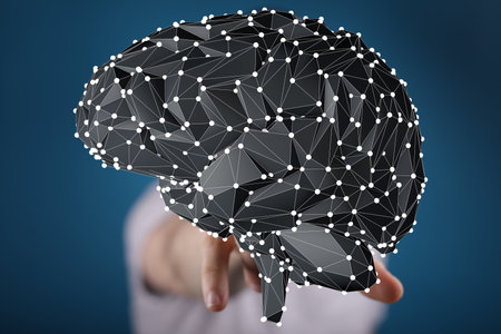 Abstract Polygonal Brain: Digital Mind Concept