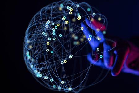 Global Network Connection: Hand Interacting with Digital Sphere