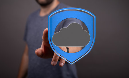 Secure Cloud Data Protection: Shield Iconの写真素材