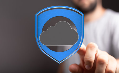 Secure Cloud Data Protection: Shield Iconの写真素材
