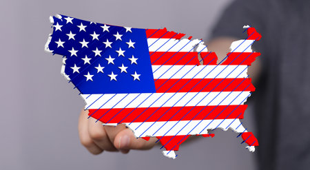 USA Map: American Flag Design, Patriotism Conceptの写真素材