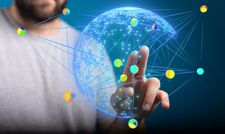 Global Network Connection: Data Points and Interconnectivity