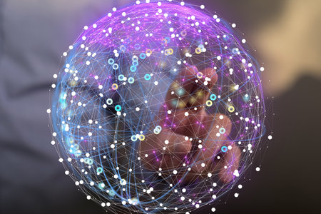Global Network Connection: Hand Interacting with Digital Sphere