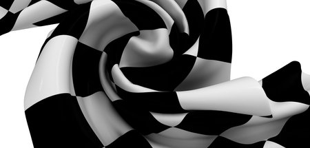 Dramatic Swirling Black and White Checkered Flagの写真素材