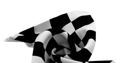 Dramatic Close-up of a Checkered Racing Flagの写真素材