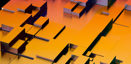Abstract Golden Cubes 3D Rendering: Geometric Background