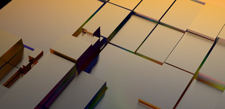 Abstract 3D Geometric Shapes: Golden Cubes and Lines