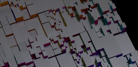 Abstract 3d rendering of chaotic geometric shapes. Cube background. Futuristic design.