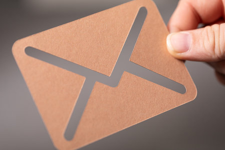 Rose Gold Envelope Icon on Cardの写真素材