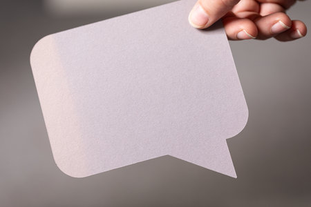 Blank Speech Bubble in Handの写真素材