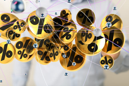 Global Network of Percentage Symbols: Interest Rates, Finance, Investmentの写真素材