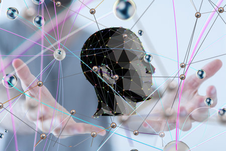 Digital Brain: Network Connections & AIの写真素材