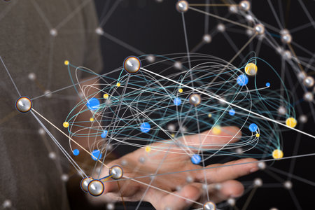 Global network connections in handの写真素材