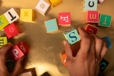 Colorful Alphabet Blocks for Kids Learningの写真素材