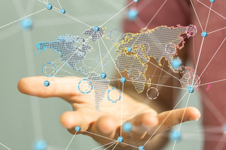 Global Network Connection: World Map in Hand