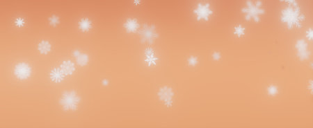Falling Snowflakes on Peach Backgroundの写真素材