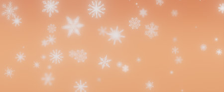 Falling Snowflakes on Peach Background - Winter Holidayの写真素材