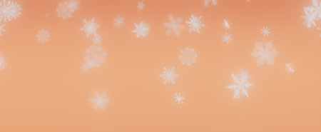 Peach Background with Scattered Snowflakesの写真素材