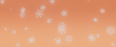 Gentle Winter Snowflakes on Peach Backgroundの写真素材