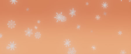 Falling Snowflakes on Peach Background: Winter Holiday Designの写真素材