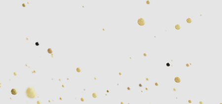 Abstract Gold and Black Splashes on White Background