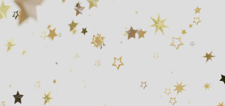 Golden Stars Falling on White Background