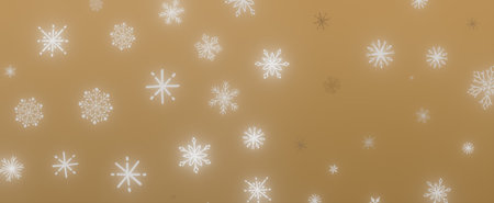 Golden background with white snowflakes.