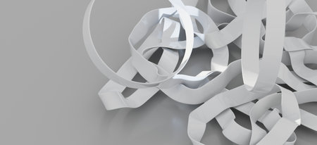 Abstract White Ribbons Tangled Designの写真素材