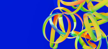 Abstract Colorful Ribbons on Blue Background