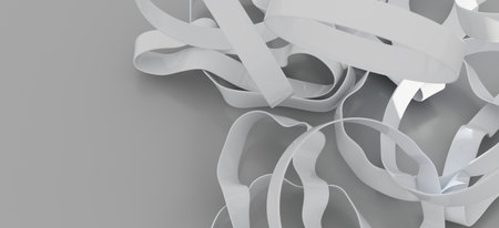 Abstract White Ribbons on Gray Background