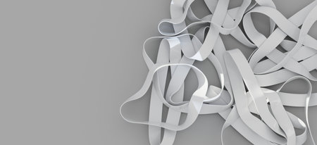 Abstract White Rubber Bands on Gray Background